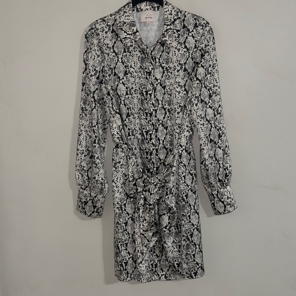 Cinq à Sept women’s Gaby Tie-Front Snake-Print long sleeve Shirt Dress 6